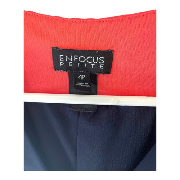 Enfocus Studio Blue 4p Sheer Midi Navy Short Casual Dress - Picture 3 of 3